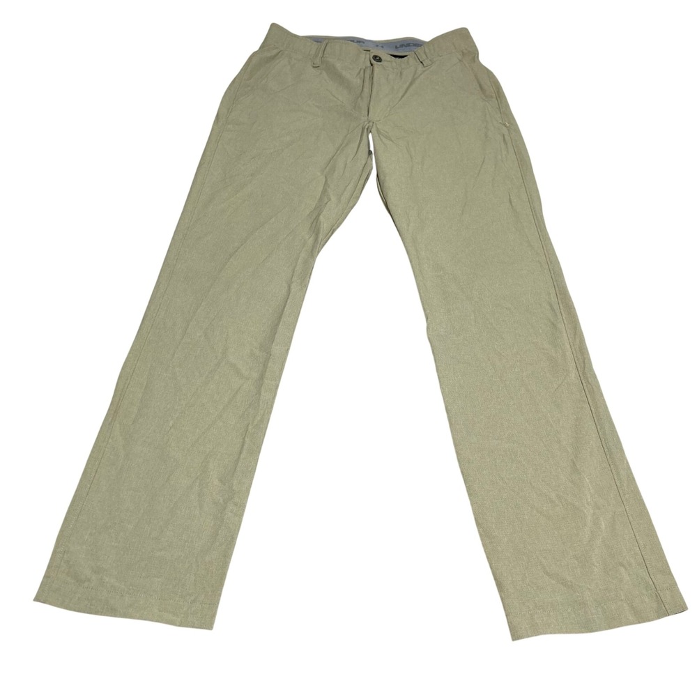 Under Armour Golf Pants Mens 32 32 Tan Performance Tapered Flat Front